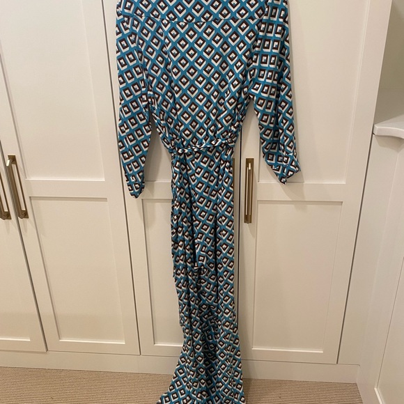 Diane Von Furstenberg Jumpsuit in Diamond Squares Coastal Size 14 - Picture 2 of 5